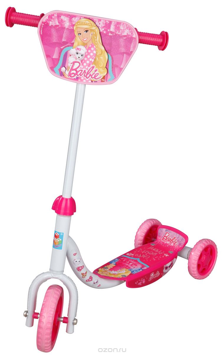 1TOY Самокат детский трехколесный Barbie цвет белый розовый