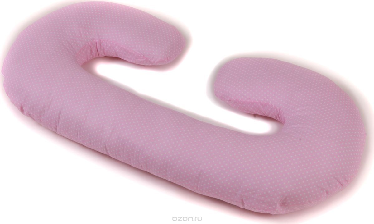 Body Pillow Подушка для кормящих и беременных C-образная с наволочкой цвет розовый белый 140 см